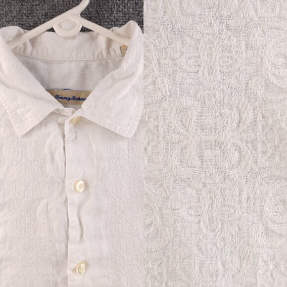 Tommy Bahama Other - Tommy Bahama Linen Short Sleeve Floral XL White Button Up Beach Shirt Hawaiian